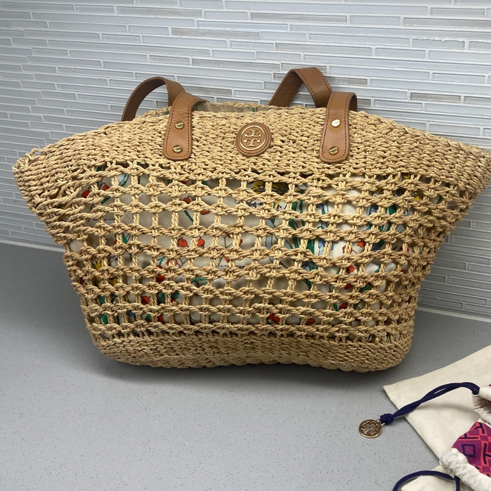Tory Burch Beige Woven Tote